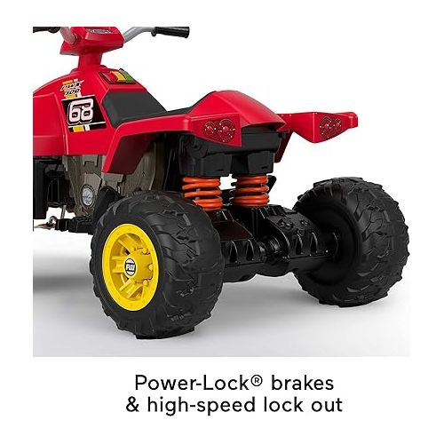  Power Wheels Hot Wheels Ride-On Toy Racing ATV with Multi-Terrain Traction and Reverse Drive, Seats 1