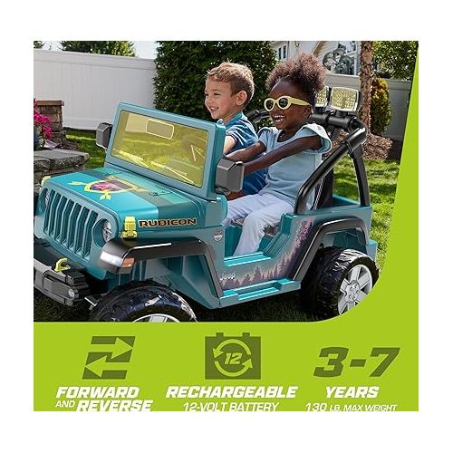  Power Wheels Camping Jeep Wrangler Ride-On Toy with Pretend Food, Camping Gear & Lights, Preschool Toy, Seats 2, Ages 3+ Years