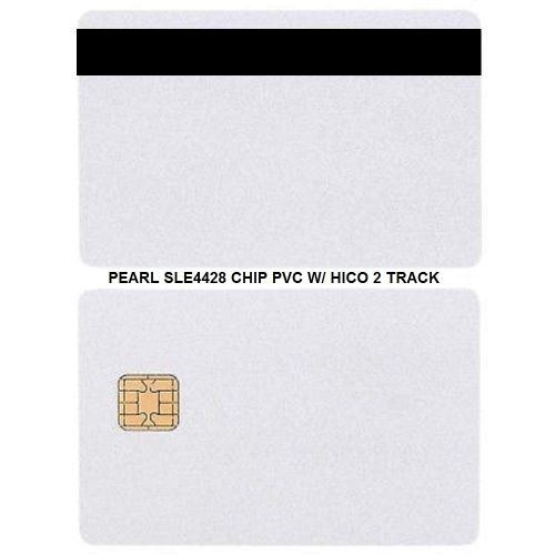  Power-Optical Pearl SLE 4428 Contact IC - Big Chip Inkjet Pearl PVC Smart Card wHiCo 2 Track - 100 Pack