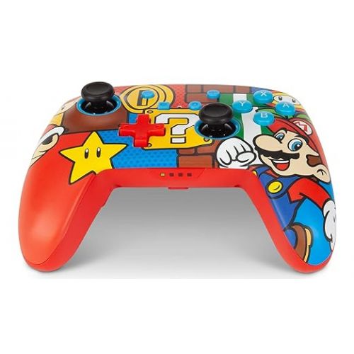  PowerA Enhanced Wireless Nintendo Switch Controller - Mario Pop, Rechargeable Switch Pro Controller, Immersive Motion Control, Officially Licensed by Nintendo (Amazon Exclusive)