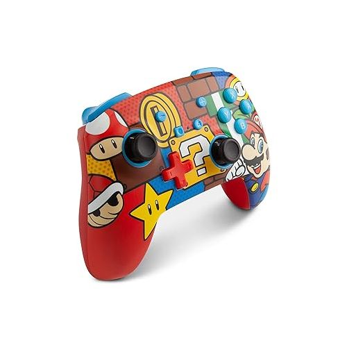  PowerA Enhanced Wireless Nintendo Switch Controller - Mario Pop, Rechargeable Switch Pro Controller, Immersive Motion Control, Officially Licensed by Nintendo (Amazon Exclusive)