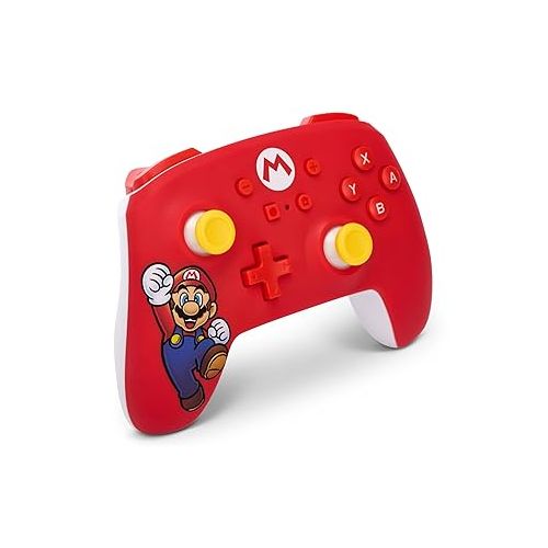  PowerA Wireless Nintendo Switch Controller - Mario Joy, AA Battery Powered (Battery Included), Pro Controller for Switch, Advanced Gaming Buttons, Officially Licensed by Nintendo