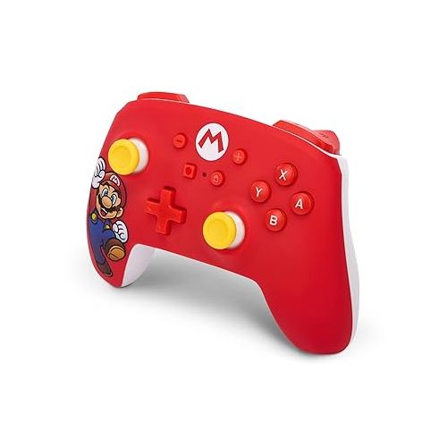  PowerA Wireless Nintendo Switch Controller - Mario Joy, AA Battery Powered (Battery Included), Pro Controller for Switch, Advanced Gaming Buttons, Officially Licensed by Nintendo