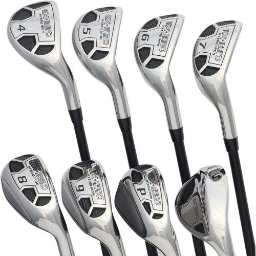  Mena€s Powerbilt Golf EX-550 Hybrid Iron Set, which Includes: #4, 5, 6, 7, 8, 9, PW +SW Regular Flex Graphite Right Handed New Utility Clubs