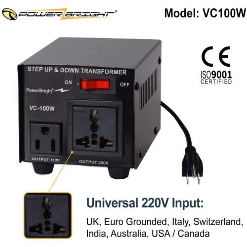  [아마존베스트]PowerBright Step Up & Down Transformer, Power ON/Off Switch, Can be Used in 110 Volt Countries and 220 Volt Countries, Convert from 220-240 Volt to 110-120 Volt & from 110-120 Volt