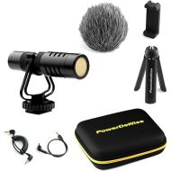 PowerDeWise Universal Professional Grade On-Camera Microphone with Tripod and Accessories - Compact Shotgun Mic for DSLR Camera Compatible with Smartphone iPhone Android