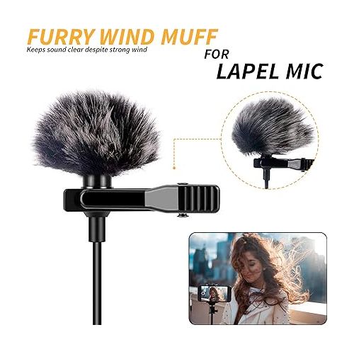  Furry Windscreen - Lavalier Microphone Windscreen - Furry Wind Muff - Lapel Microhpone Windscreen - Furry Mic Cover - Lavalier Windscreen for Outdoor Use - Lavalier Microphone Wind Muff - Wind Muff