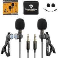 PowerDeWise Professional Grade 2 Lavalier Clip-On Microphones Set for Dual Interview - Double Lav Lapel Microphone - Use for iPhone Phone Camera - Video Recording Noise Cancelling 3.5mm Mic