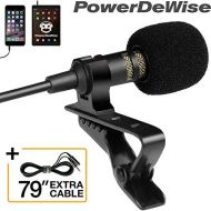 [아마존베스트]PowerDeWise Professional Grade Lavalier Lapel Microphone ­ Omnidirectional Mic with Easy Clip On System ­ Perfect for Recording Youtube / Interview / Video Conference / Podcast / Voice Dictati