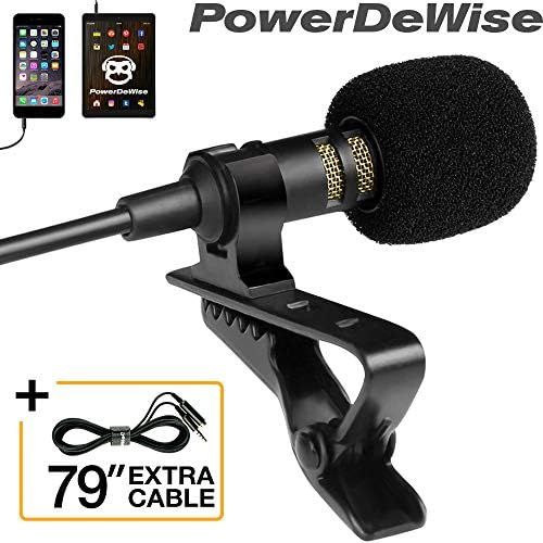  [아마존베스트]PowerDeWise Professional Grade Lavalier Lapel Microphone ­ Omnidirectional Mic with Easy Clip On System ­ Perfect for Recording Youtube / Interview / Video Conference / Podcast / Voice Dictati