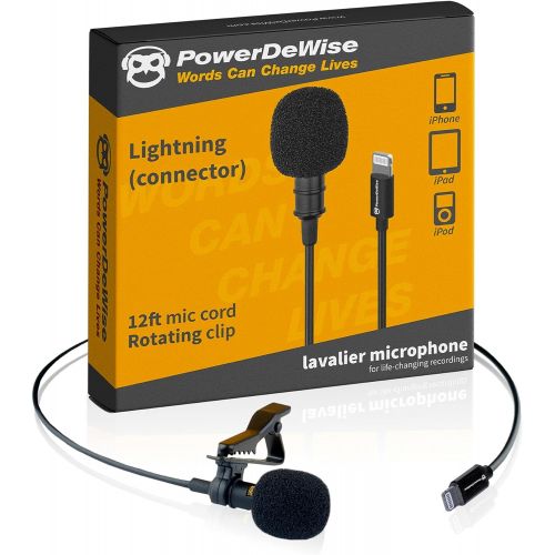  [아마존베스트]PowerDeWise Lavalier Microphone Compatible with iPhone 7, 7 Plus, 8, 8 Plus, X, XR, XS, XS Max, 11, 11 Pro, 11 Pro Max