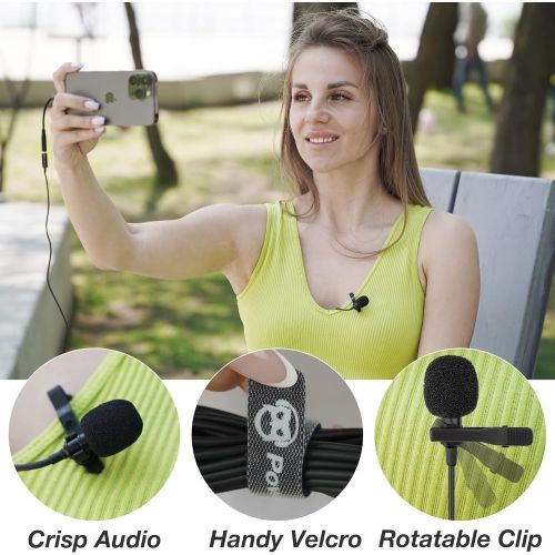  [아마존베스트]PowerDeWise Professional Grade Lavalier Lapel Microphone Omnidirectional Mic with Easy Clip On System Perfect for Recording Youtube / Interview / Video Conference / Podcast / Voice Dictation /