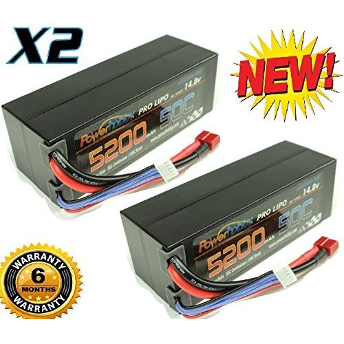  Hobbypower Powerhobby 4S 14.8V 5200mAh 50C 2 Pack Lipo Battery Hard Case 4-Cell w Deans Plug Fits : 18 16 Buggy Truggy