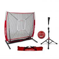 PowerNet Practice Net 5 x 5 (Bundle with Strike Zone, Batting Tee, and Training Ball) for Baseball Softball