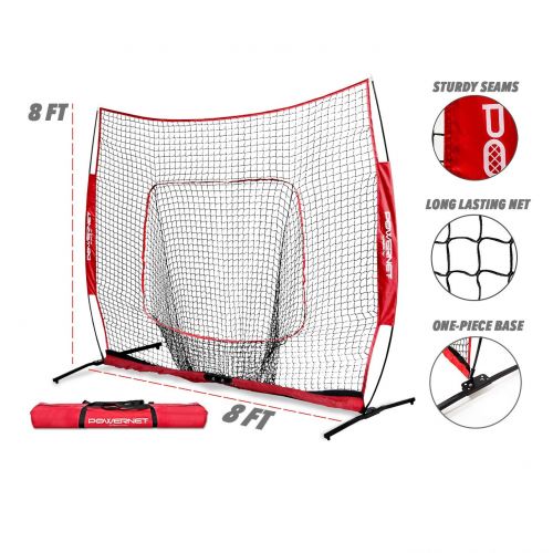  PowerNet XLP PRO Baseball Softball 8 ft X 8 ft Team Colors Practice Hitting Net