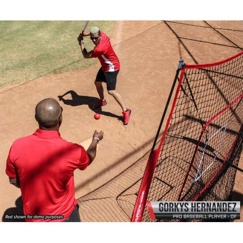  PowerNet 7x7 DLX Baseball Softball Practice Net Bundle with Portable A-Frame Pitching Screen