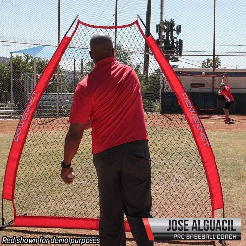  PowerNet 7x7 DLX Baseball Softball Practice Net Bundle with Portable A-Frame Pitching Screen