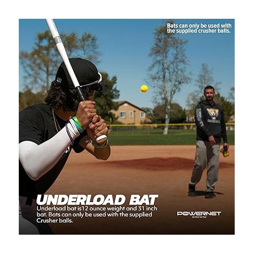  PowerNet Overload and Underload Training Bats | Rapid Stick or Overload Bat | Slim Barrel Design | Build Hand-Eye Coordination