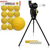 PowerNet Launch F-lite Pitching Machine Softball Bundle | Includes a 12 Pack of F-lite Balls