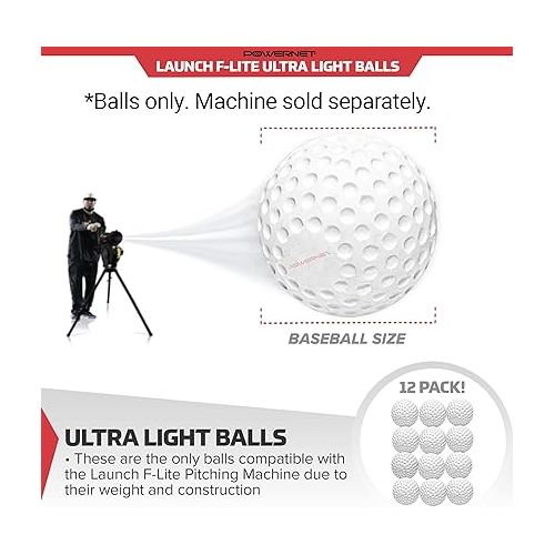  PowerNet Corbin Carroll Launch F-lite Pitching Machine Baseball Bundle | Includes a 12 Pack of F-lite Balls