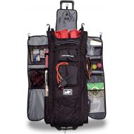 PowerNet All Gear Transporter | Rolling Baseball Equipment Bag for Coaches All w/Terrain Wheels | Large Main Compartment Fits Four 7x7 Net or Training Equipment Bags | Side Bat Sleeve and 20+Pockets
