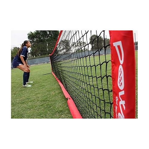  PowerNet Soccer Tennis Net | Portable Instant | Indoor Outdoor | Metal Collapsible Base Weighted | Durable Vertical Bow Posts | Quick Setup Easy Folding Storage | 1 Net + 1 Carrying Bag