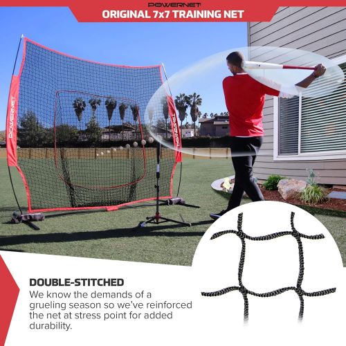  PowerNet Baseball and Softball Practice Net 7 x 7 with Bow Frame