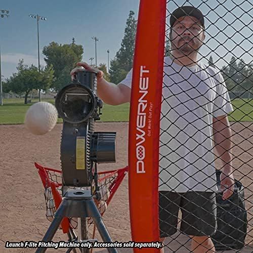  PowerNet Launch F-lite Baseball and Softball Pitching Machine Variable Speed Throws Up to a Simulated 90 MPH Pitches Consistent Strikes Adjustable Height and Angles