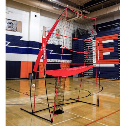  PowerNet Volleyball Practice Net Station | 8 ft Wide by 11 ft High | Ball Return | Great for Hitting and Serving Drills | Perfect for Team or Solo Training | Three Minute Setup | B