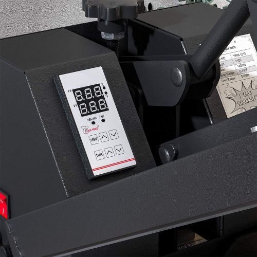  PowerPress Industrial-Quality Digital Sublimation Heat Press Machine for T Shirt, 15x15 Inch, Black