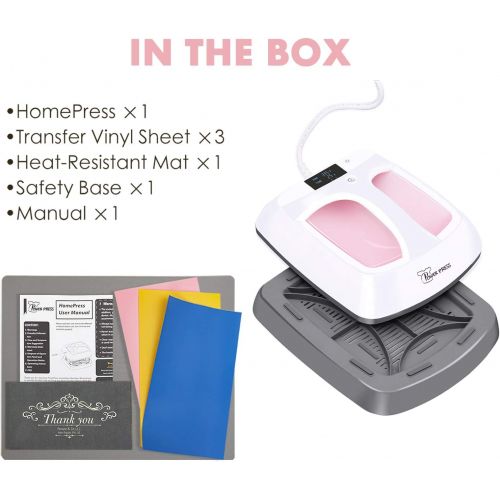  PowerPress HPM-0000-PK Heat Press Machine Portable-Pink，12x10