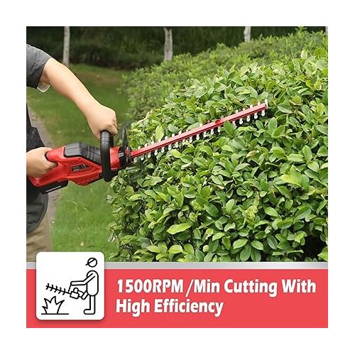  PowerSmart 20V MAX 18-Inch Hedge Trimmer Cordless, Lithium-Ion Battery Powered Shrub Trimmer, 2.0Ah Battery and Charger Included