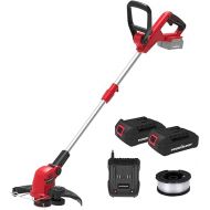 PowerSmart 20V Cordless String Trimmer and Edger 12-Inch with 2 Batteries, Charger, and Spool Included (PS76112A-2B)