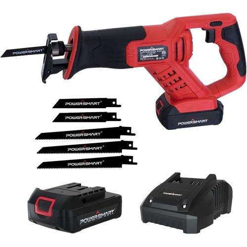  [아마존베스트]PowerSmart Cordless Reciprocating Saw,1.5Ah Li-ion Reciprocating Saw with Fast Charger, Tool-free Blade Change and Variable Speed,Woodworking Saw Mini Saw PS76415A