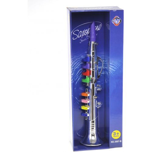  [아마존베스트]PowerTRC Metallic Silver Kids Trumpet Horn Wind Musical Insrument with 8 Colored Keys Ideal for Toddlers Perfect Operation Learning Clarinet