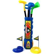 [아마존베스트]PowerTRC Deluxe Kids Toy Golf Set w/ 3 Golf Balls, 3 Types of Clubs, 2 Practice Holes, Perfect Golf Set for Children (Blue)
