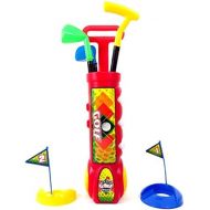 [아마존베스트]PowerTRC Deluxe Kids Toy Golf Set w/ 3 Golf Balls, 3 Types of Clubs, 2 Practice Holes, Perfect Golf Set for Children (Red)