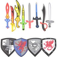 PowerTRC Foam Sword and Shield 12 Piece Playset Ninja, Warrior, Viking Role Play Accessories for Kids Great for Party Favors