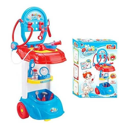  PowerTRC Toddlers Pretend Doctor Trolley Play Set with Music and Lights | Doctor Hospital Care Cart with Medical Equipment for Kids