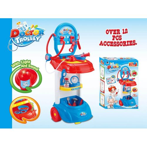  PowerTRC Toddlers Pretend Doctor Trolley Play Set with Music and Lights | Doctor Hospital Care Cart with Medical Equipment for Kids