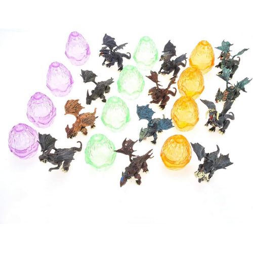  PowerTRC Realistic Dragon Puzzle Figurines in Jurassic Hatching Eggs | Party Favor and Goodie Bag Filler | Take Apart Dragon Toys