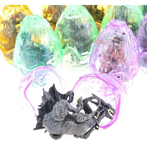  PowerTRC Realistic Dragon Puzzle Figurines in Jurassic Hatching Eggs | Party Favor and Goodie Bag Filler | Take Apart Dragon Toys