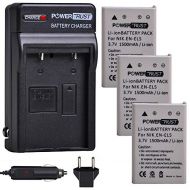 PowerTrust 3X EN-EL5 EL5 Battery and Fast Charger Kits for Nikon ENEL5 CoolPix 3700, 4200, 5200, 5900, 7900, P3, P4, P80, P90, P100, P500, P510, P520, P530, P5000, P5100, P6000, S1