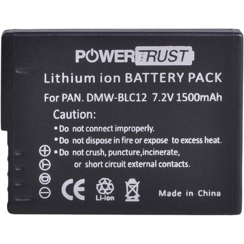  PowerTrust 2X DMW-BLC12 DMW-BLC12E DMW-BLC12PP Battery + Charger Kits for Panasonic Lumix DMC-FZ200, DMC-FZ1000, DMC-G5, DMC-G6, DMC-G7, DMC-GX8, DMC-G85, DMC-GH2 Digital Camera