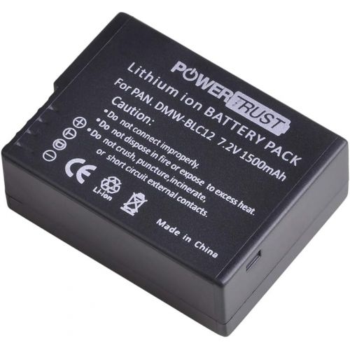  PowerTrust 2X DMW-BLC12 DMW-BLC12E DMW-BLC12PP Battery + Charger Kits for Panasonic Lumix DMC-FZ200, DMC-FZ1000, DMC-G5, DMC-G6, DMC-G7, DMC-GX8, DMC-G85, DMC-GH2 Digital Camera