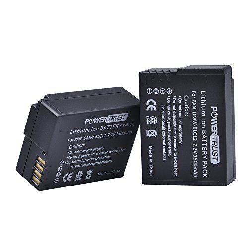  PowerTrust 2X DMW-BLC12 DMW-BLC12E DMW-BLC12PP Battery for Panasonic Lumix DMC-FZ200, DMC-FZ1000, DMC-G5, DMC-G6, DMC-G7, DMC-GX8, DMC-G85, DMC-GH2 Digital Camera