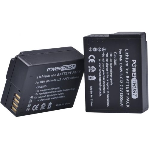  PowerTrust 2X DMW-BLC12 DMW-BLC12E DMW-BLC12PP Battery for Panasonic Lumix DMC-FZ200, DMC-FZ1000, DMC-G5, DMC-G6, DMC-G7, DMC-GX8, DMC-G85, DMC-GH2 Digital Camera