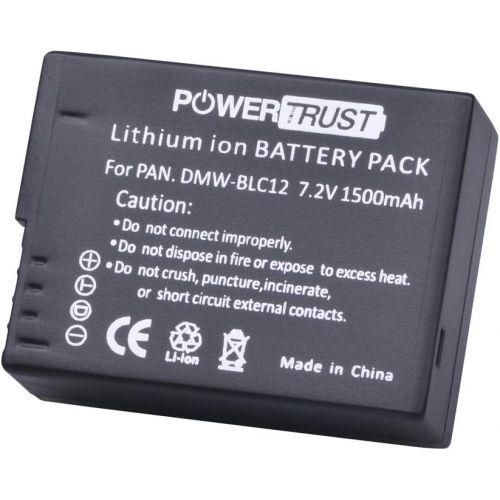  PowerTrust 2X DMW-BLC12 DMW-BLC12E DMW-BLC12PP Battery for Panasonic Lumix DMC-FZ200, DMC-FZ1000, DMC-G5, DMC-G6, DMC-G7, DMC-GX8, DMC-G85, DMC-GH2 Digital Camera