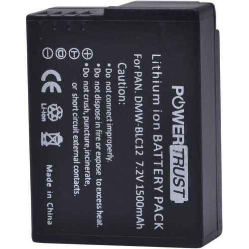  PowerTrust 2X DMW-BLC12 DMW-BLC12E DMW-BLC12PP Battery for Panasonic Lumix DMC-FZ200, DMC-FZ1000, DMC-G5, DMC-G6, DMC-G7, DMC-GX8, DMC-G85, DMC-GH2 Digital Camera