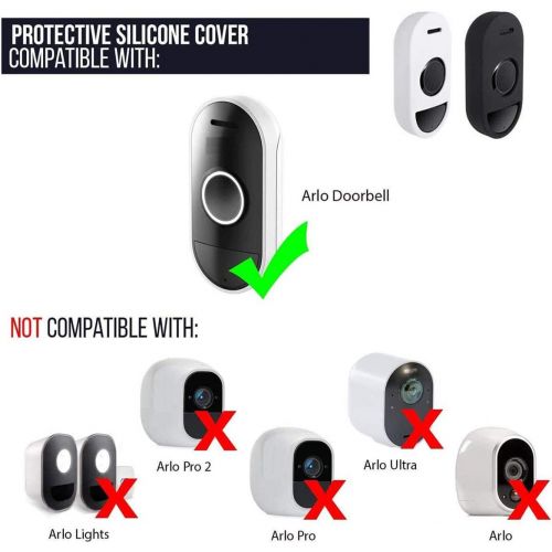  PowerTrust 2Pack Silicone Skin Case Cover, UV & Weather Protection Skins Cover Compatible with Arlo Audio Doorbell Black